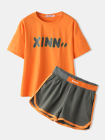 Ensembles de pyjama décontractés en coton à imprimé lettre pour femmes de grande taille avec shorts de sport