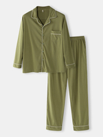 Ensembles de pyjamas décontractés à manches longues en coton de couleur unie pour hommes