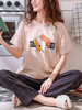 Ensembles de pyjamas lâches à manches courtes à imprimé élastique
