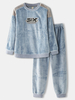 Ensembles de pyjamas épaissis brodés avec lettre en peluche pour hommes avec pantalon de jogging