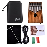 EQ Acacia Muspor17 Clé Boîte Électrique Pouce Piano Kalimba EVA Sac + Câble Audio Couleur Bois Brut