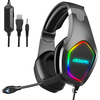ERXUNG J20 Gaming Headset 50mm Driver Unit 3D Stereo Sound RGB Light Noise Reduction Mic 3.5mm Port USB pour PS4 PC Xbox