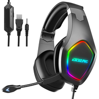 ERXUNG J20 Gaming Headset 50mm Driver Unit 3D Stereo Sound RGB Light Noise Reduction Mic 3.5mm Port USB pour PS4 PC Xbox