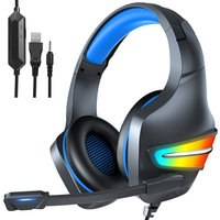 ERXUNG J6 casque de jeu 50mm unité de pilote RGB lumière réduction du bruit micro 3.5mm Port USB pour PS4 PC Xbox One co