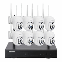 ESCAM WNK718 3MP 8CH Caméra IP PTZ sans fil Système de sécurité CCTV sans fil Kit NVR Détection de capteur de mouvement
