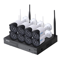 ESCAM WNK804 8CH 1080P Kit NVR sans fil Vision nocturne extérieure Système de surveillance par caméra IP Bullet