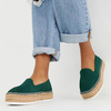 Espadrilles Femme En Daim Mocassins À Plate-Forme Tressée