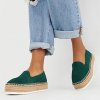 Espadrilles Femme En Daim Mocassins À Plate-Forme Tressée