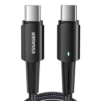 ESSAGER 60W/100W Type-C vers Type-C Câble FCP AFC QC4.0/3.0 Transmission de données de charge rapide Nylon Ligne de base