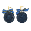 Ethnique bowknot plaque ronde Charm Dangle boucles doreilles tressées Vintage Piercing Stud Earring pour les femmes