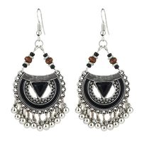 Ethnique exagéré multi-éléments Triangle Fan forme rétro gland Drop Earring pour les femmes