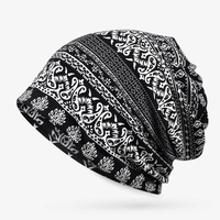 Ethnique Impression Beanie Chapeaux Echarpe Coton Double Usage Turban