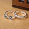 Ethnique Vintage fleur de prunier bambou ouverture réglable bague couple bijoux
