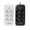 F06 2500W EU Plug AC Outlet Power Strip Multitap Extension Cord Electrical Socket with 4 USB+Type-C Ports Fast Charge Ho
