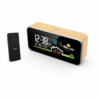 FanJu Alarme Horloge numérique Station météo avec affichage couleur DCF Montre électronique Calendrier de bureau Thermom