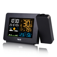 FanJu FJ3391 Station météo Réveil avec projection de moniteur météo Calendrier Horloge de bureau rétroéclairé