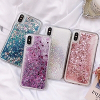 Fashion Glitter Bling Liquid Flowing Transparent TPU + PC Housse de protection pour iPhone 5 / 5S / SE / 6 / 6S / 7/6 Pl