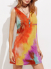 Fashion Tie Dye Design Mini-robe dos nu à col en V