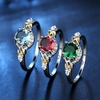 Fashion Bague Double Coeur Colorful Micro Zircon Anneaux Bijoux Main Accessoires pour Femmes