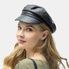 Faux cuir béret littéraire sauvage octogonal chapeau militaire casquette militaire chapeau plat chapeaux