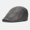 Faux cuir unisexe Plus velours chaud style britannique rétro solide avant chapeau béret chapeau