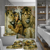 Femme africaine egypte reine et Lion ensemble de salle de bain étanche rideau de douche tapis de bain paillasson de sol