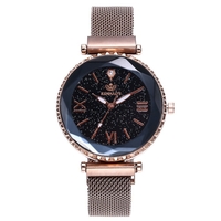 Femme boucle daimant de maille étoilé Sky regarder les femmes occasionnelles géométrique surface montre à quartz