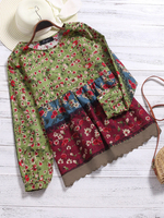 Femme Chemise Vintage de Couture Imprimée Florale