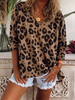 Femme Classic Blouses amples à manches longues et col en V imprimé léopard