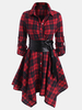 Femme Classic Robe chemise asymétrique à carreaux avec ceinture