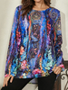 Femme Colorful Chemisier décontracté à manches longues et à imprimé floral