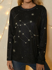 Femme Gemini T-shirt décontracté à manches longues et à col rond avec étoiles de lune