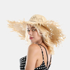 Femme Lafite Grass Gole Fine Cuir Corde Bow Shade Chapeau De Paille