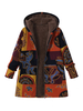 Femme Manteau Vintage Imprimé Poches à Capuche