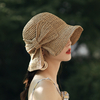Femme pliable Bowknot décoration décontracté respirant petit bord crème solaire chapeau de soleil chapeau de paille chap
