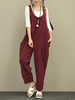 Femme Plus Taille Combinaison Vintage de Couleur Unie en Coton