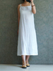 Femme Robe Longue de Sangle Col Rond Couleur Une Sans Manches