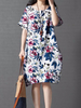 Femme Vintage Robe Élégante Lâche imprimée à Manches Courtes