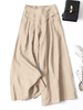 Femmes 100 % coton jambes larges poches latérales couleur unie cheville Longueur pantalon taille élastique