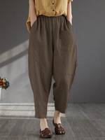 Femmes 100% coton à jambes larges de couleur unie Harlan Casual Pyjamas Neuvième Pantalon