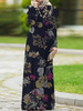 Femmes 100% coton à manches bouffantes Abaya Kaftan Robe rétro florale de loisirs à plusieurs niveaux