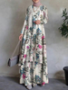 Femmes 100% coton Abaya Kaftan Bohème Double-couche Design Floral Loisirs Maxi Robe