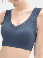 Femmes 100% coton respirant sans couture dentelle large bretelles soutien-gorge de sommeil