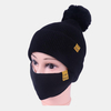 Femmes 2 pièces laine hiver garder au chaud"idien décontracté cou Protection du visage peluche balle tricoté chapeau