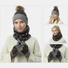 Femmes 3 pièces laine motif léopard écran-touchable gants tricotés cou Protection écharpe chaud tricoté chapeau