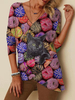 Femmes 3D Chat Laine Boules Motif Imprimé Col En V À Manches Longues Plus Taille Blouse