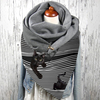Femmes 3D dessin animé en trois dimensions mignon chat noir rayure motif personnalité protection du cou garder au chaud