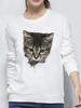 Femmes 3D mignon petit chat imprimé ras du cou décontracté simple pull à manches longues sweat