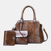 Femmes 3Pcs Solid Multi-function Handbag Crossbody Bag