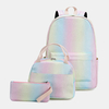 Femmes 3PcsSuits Sac à dos de grande capacité dégradé de couleur imperméable à leau Cartable